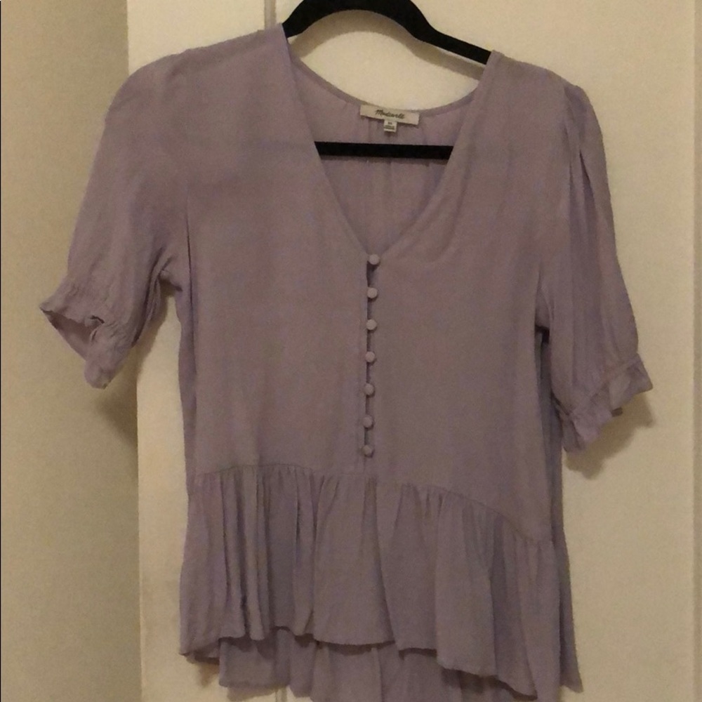 Lavender peplum Madewell top
